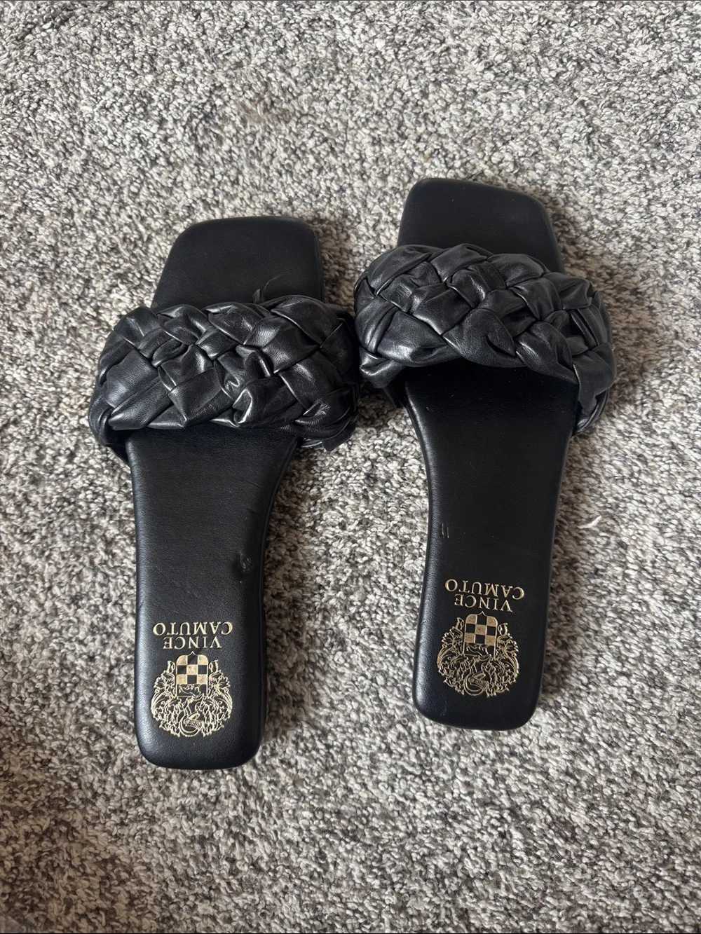 Vince Camuto Black Braided Slide Sandals